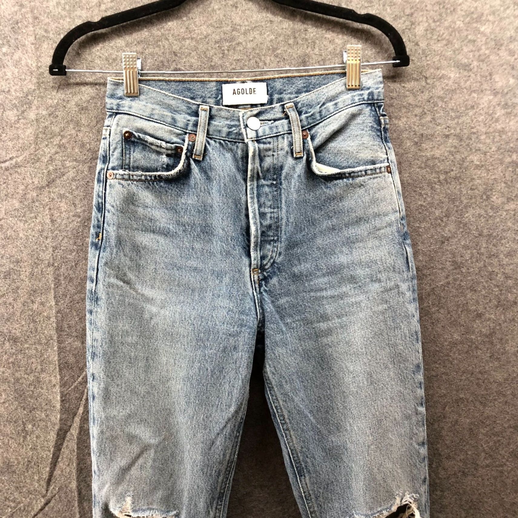 Agolde AGOLDE Riley High Rise Straight Crop Jean Womens 23 Escalate Light Wash Ripped Jeans Denim 5-Pocket Womens Size 40" / US 18 - 3 Thumbnail