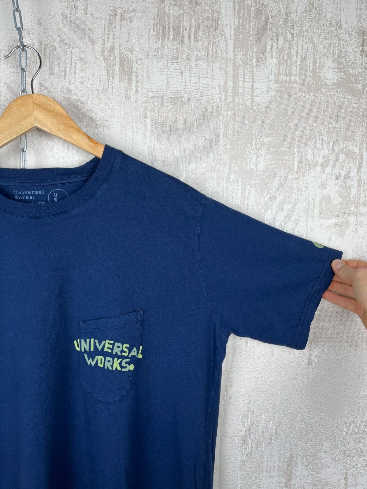 Universal Works Universal Works Print Pocket Men's T-shirt Size L Navy Blue Size US L / EU 52-54 / 3 - 5 Thumbnail