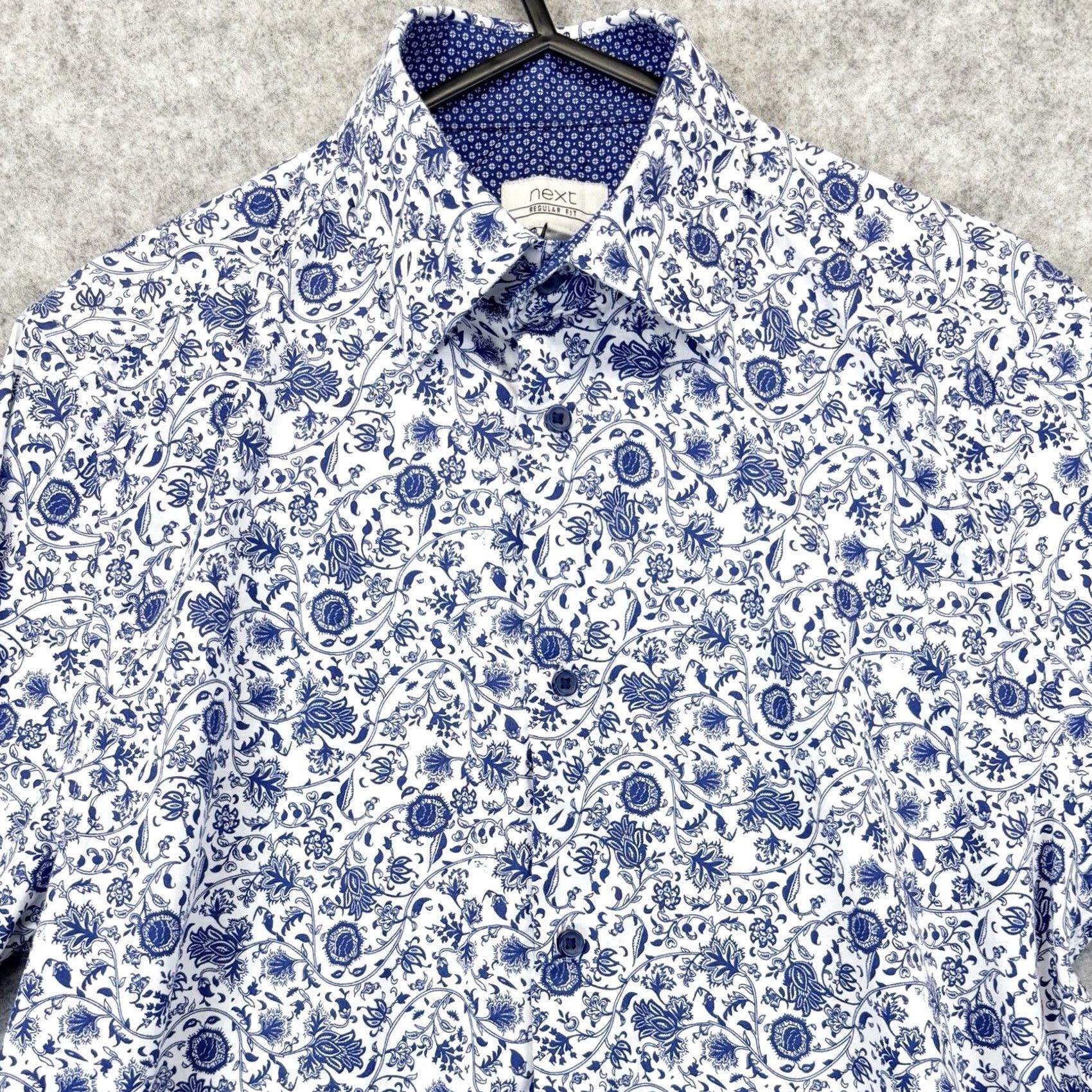 NEXT NEXT Floral Print Shirt Navy White, Short/Long Sleeve? Button-Up Regular Fit Mens Small — Cotton, Casual, Vintage: No Size US S / EU 44-46 / 1 - 3 Thumbnail