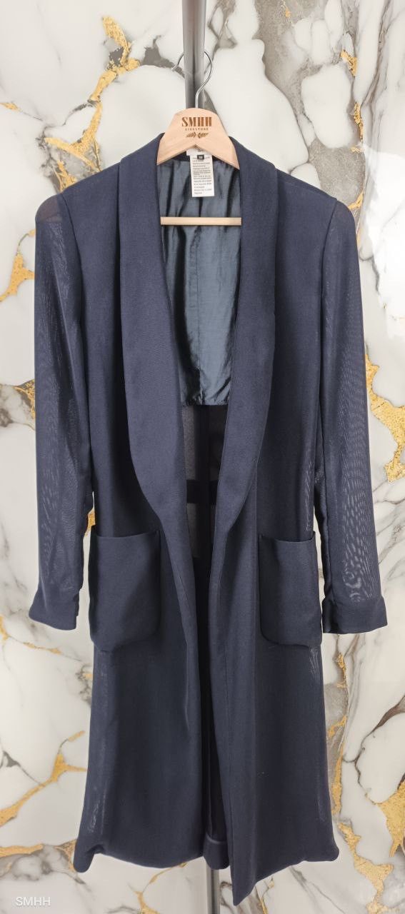 Japanese Brand Sov. Navy Blue Long Cardigan - Japanese Minimalist (Size 38) Size S / US 4 / IT 40 - 1 Thumbnail