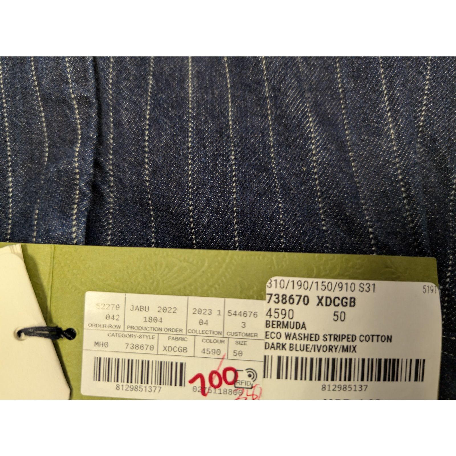 Gucci o1rshd1 Bermuda Eco Washed Striped Cotton Short in Dark Blue Size US 34 / EU 50 - 22 Thumbnail