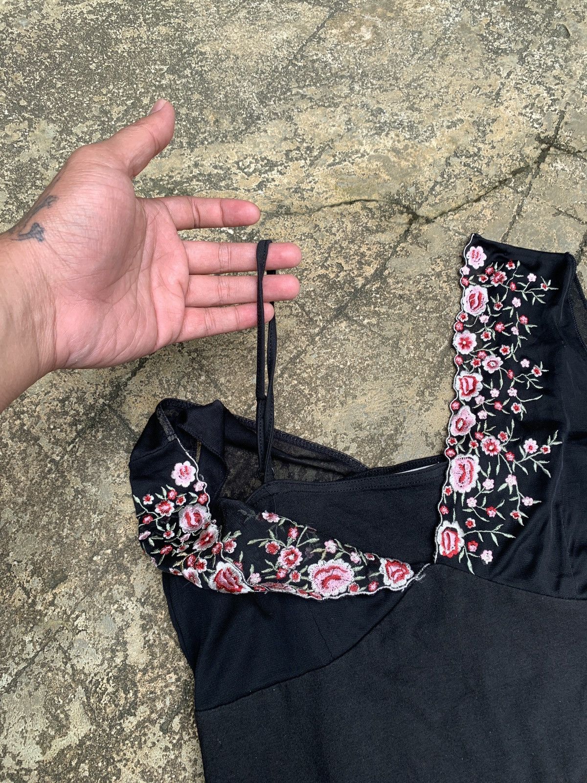 Japanese Brand y2k Anaita Japan Floral Embroidery Sleeveless Tank Mesh Top Size M / US 6-8 / IT 42-44 - 5 Thumbnail