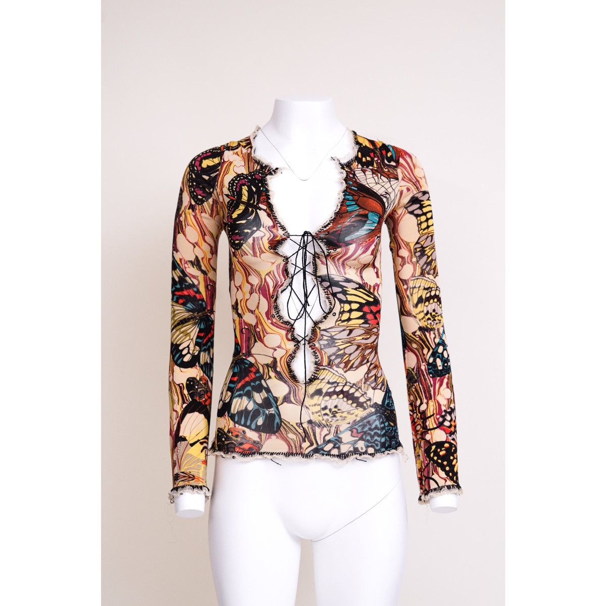 Jean Paul Gaultier Jean Paul Gaultier Butterfly Tie-Up Mesh Long Sleeve Top Size S / US 4 / IT 40 - 2 Thumbnail