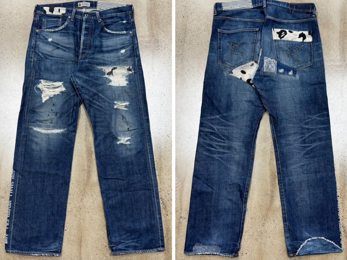 Bape BAPE TYPE2 DAMAGE DENIM ZOZO ，size L Size US 35 - 1 Thumbnail
