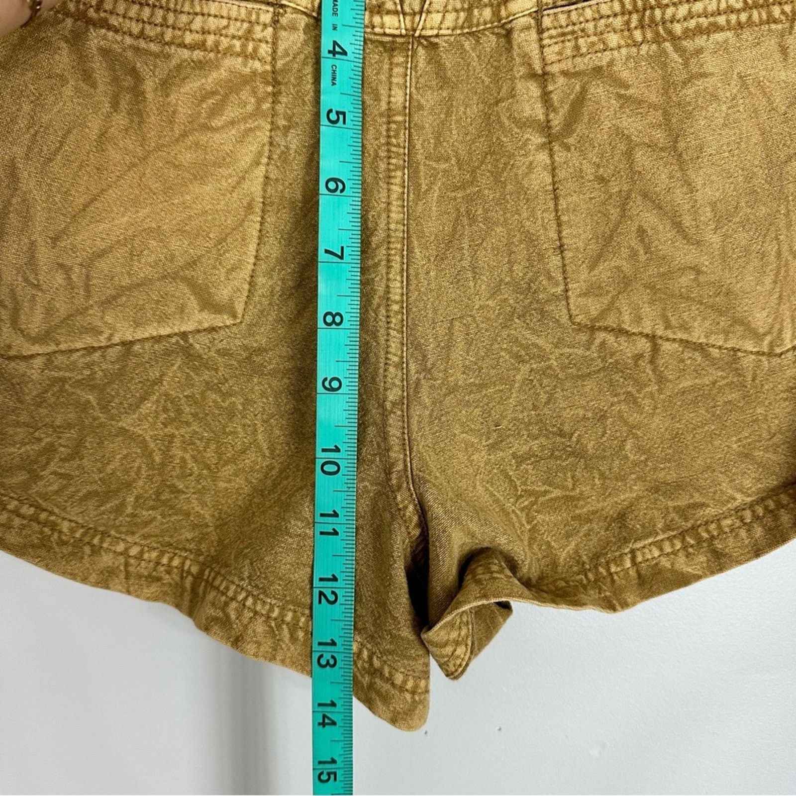 Free People NEW Free People Tan Linen Blend Vintage Wash Shorts Size 10 Size 32" / US 10 / IT 46 - 8 Thumbnail