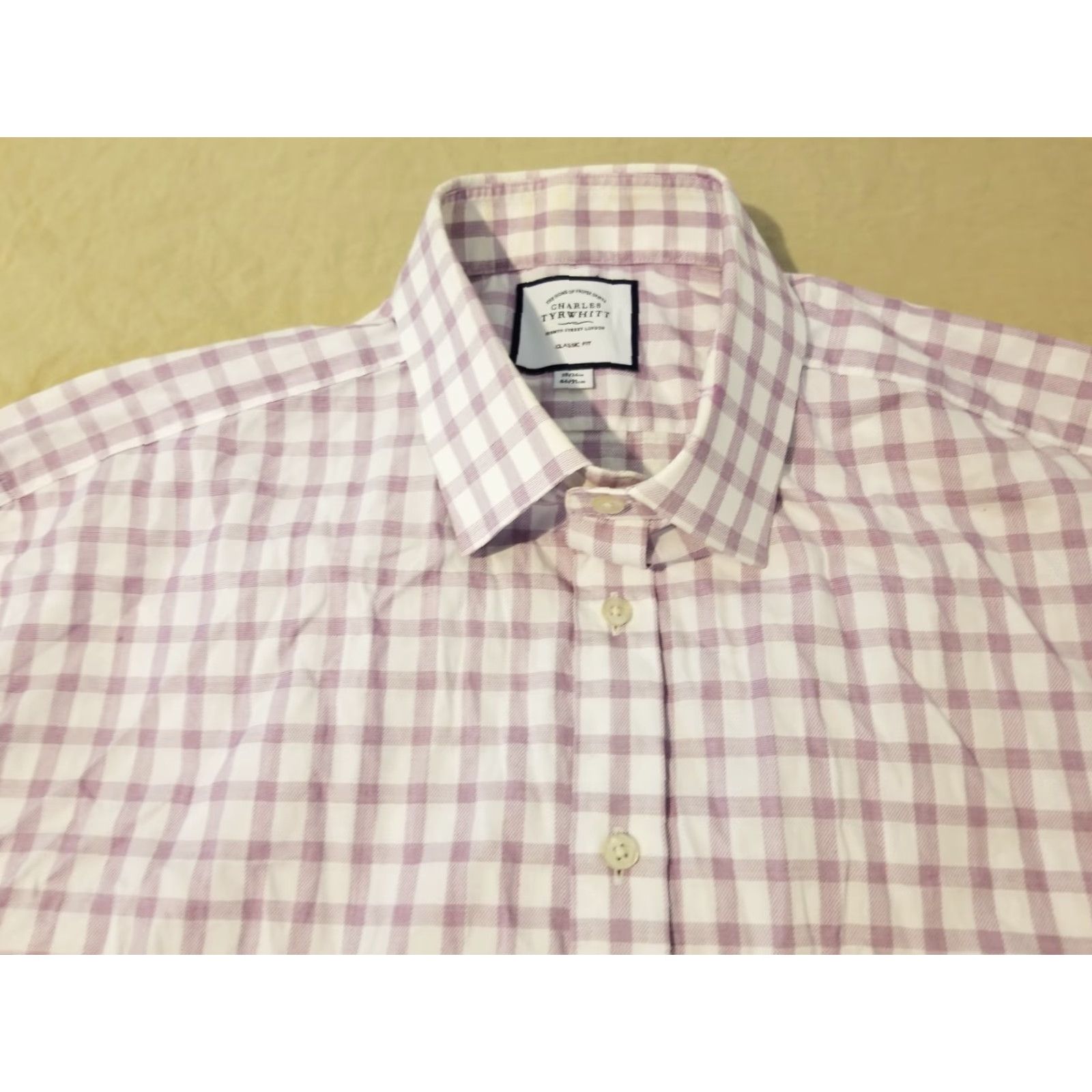 Charles Tyrwhitt Charles Tyrwhitt Dress Shirt Mens 18 36 Purple Cotton Button Non-Iron Classic Spread Collar 100% Cotton Regular Long Sleeve Button Cuff Size 48R - 2 Thumbnail
