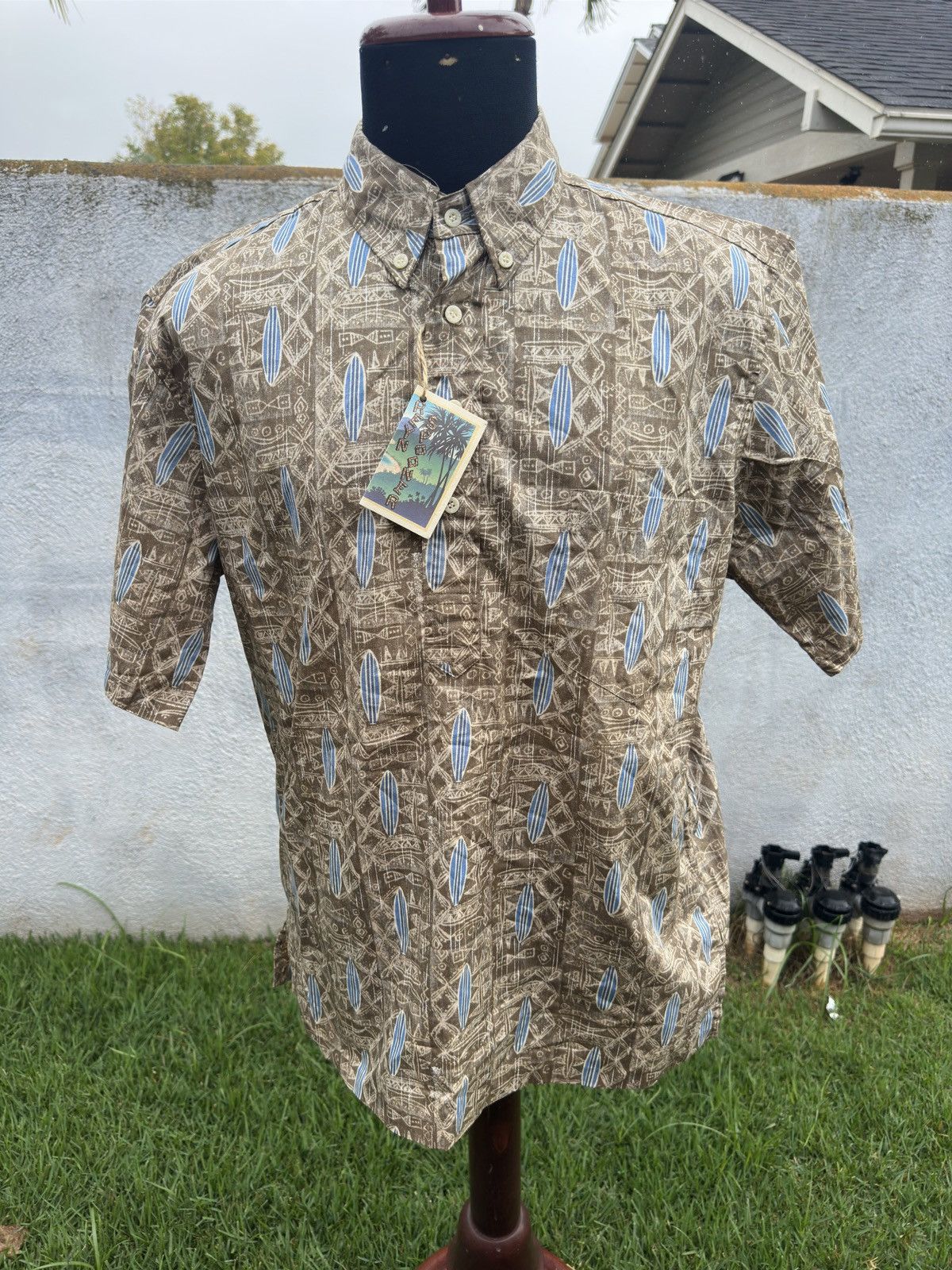 Reyn Spooner New Reyn Spooner Hawaiian Print 3/4 Button Brown Men's Large Size US L / EU 52-54 / 3 - 1 Thumbnail
