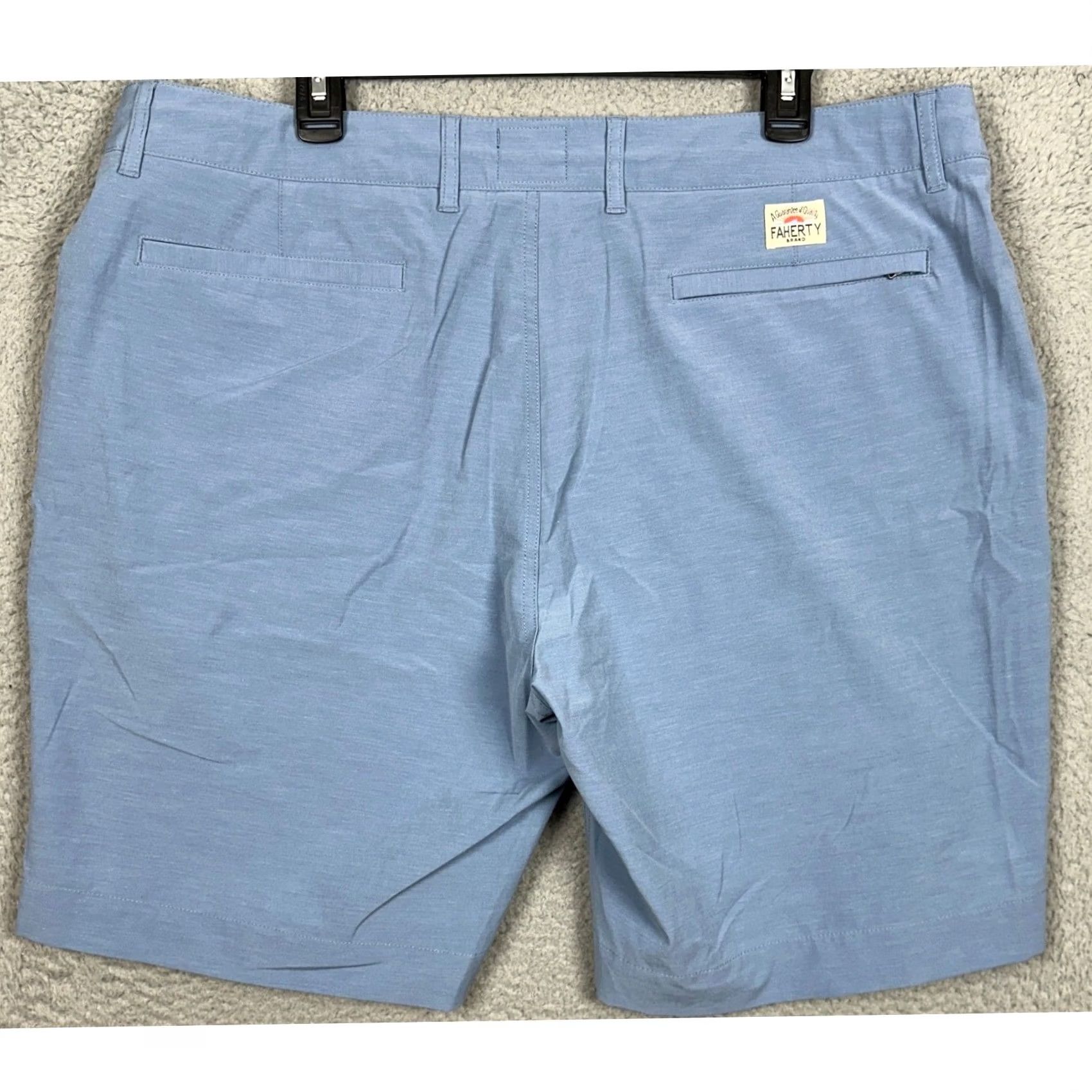 Faherty Faherty All Day Shorts Mens 38 Light Blue Hybrid Quick Dry Flat Front Chino Casual Travel Size US 38 / EU 54 - 2 Thumbnail