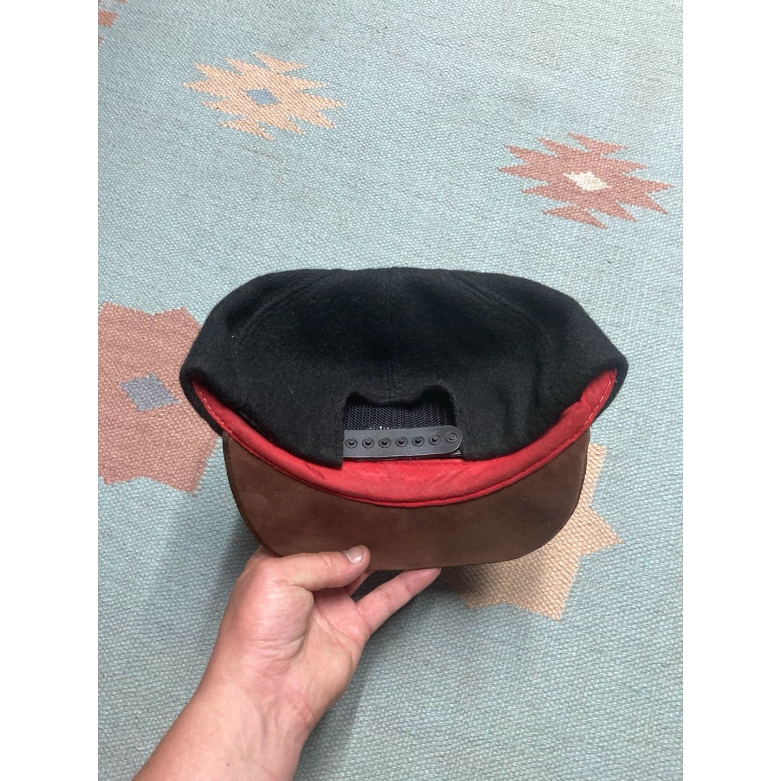 Vintage VINTAGE Adventure Bound SnapBack Hat Wool Cap Men Adjustable Black USA Leather Suede Brim Sports Club Size ONE SIZE - 5 Thumbnail