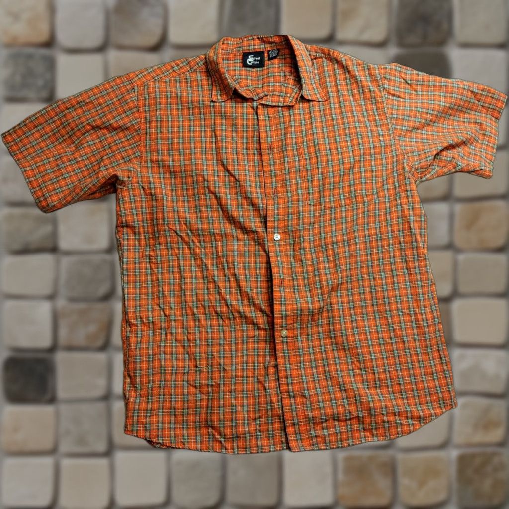 Vintage VINTAGE Street Culture Shirt XL Short Sleeve Orange Plaid Button Up 90s Mens Size US XL / EU 56 / 4 - 1 Thumbnail