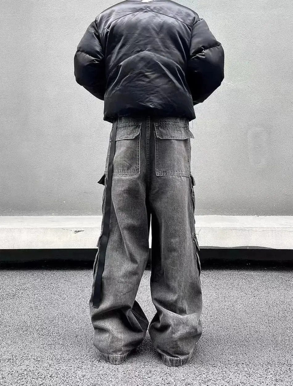 Japanese Brand High Street Style Dark Cargo Loose Micro Flare Jeans Size US 34 / EU 50 - 2 Thumbnail