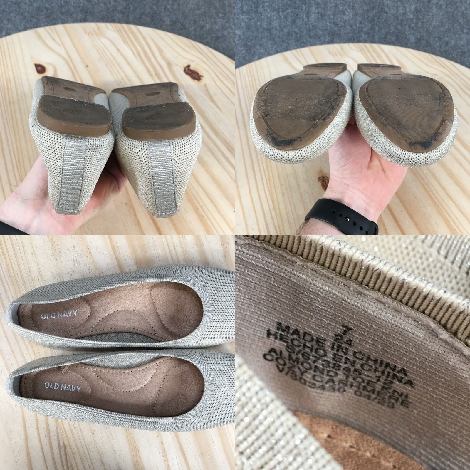 Old Navy Old Navy Womens Ballet Flat Beige Almond Toe Knit Casual Low Top, Size 7, Slip On, Flat Heel, Comfortable Walking Shoes Size M / US 6-8 / IT 42-44 - 9 Thumbnail