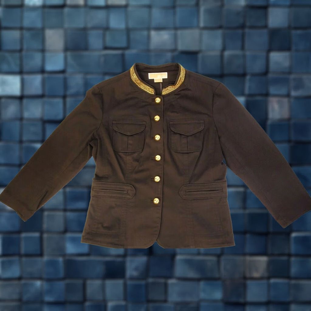 Michael Kors Michael Kors Brown Gold Button Field Jacket Blazer Women 12 Size Regular Cotton Blend Size XL / US 12-14 / IT 48-50 - 1 Thumbnail