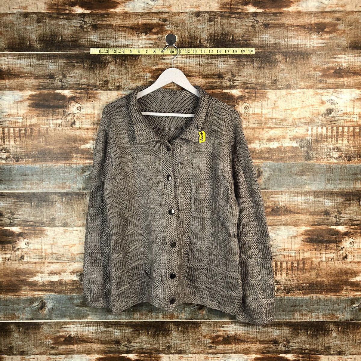Vintage Japan vintage checkered Grey Cardigan Knitwear #A1953 Size US M / EU 48-50 / 2 - 1 Thumbnail