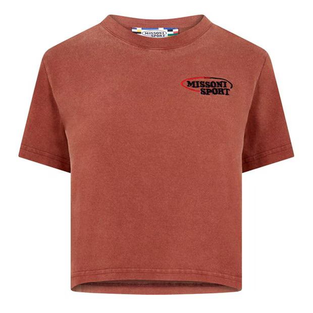 Missoni o1g2r1mq1124 Sport Logo Crop T-Shirt in Fire Brick Size M / US 6-8 / IT 42-44 - 1 Thumbnail