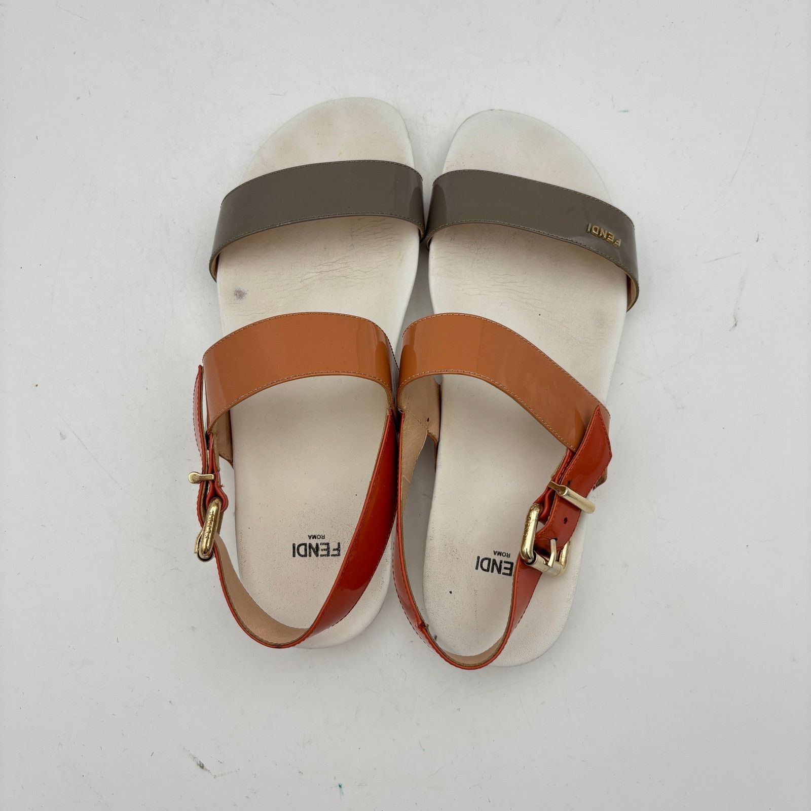 Fendi Fendi Multicolor Patent Leather Slingback Flat Sandals Size US 9 / IT 39 - 6 Thumbnail