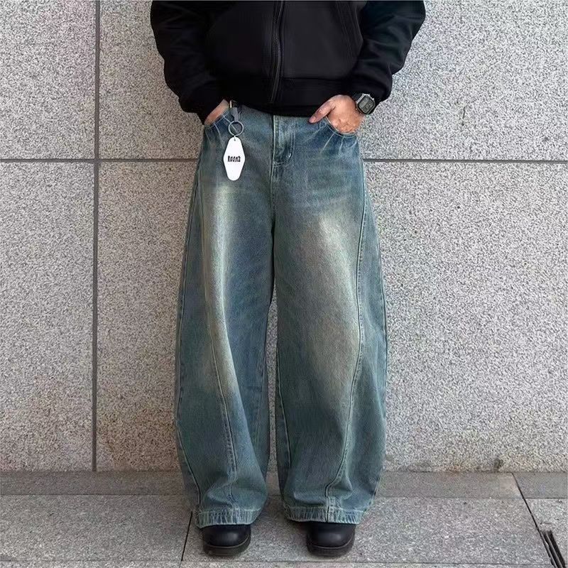 Japanese Brand × Jean American style washed distressed wide-leg scimitar jeans Size US 32 / EU 48 - 1 Thumbnail