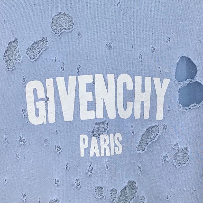 Givenchy Givenchy Light Blue Logo Letter Print Distressed Ripped Co Size US M / EU 48-50 / 2 - 4 Thumbnail