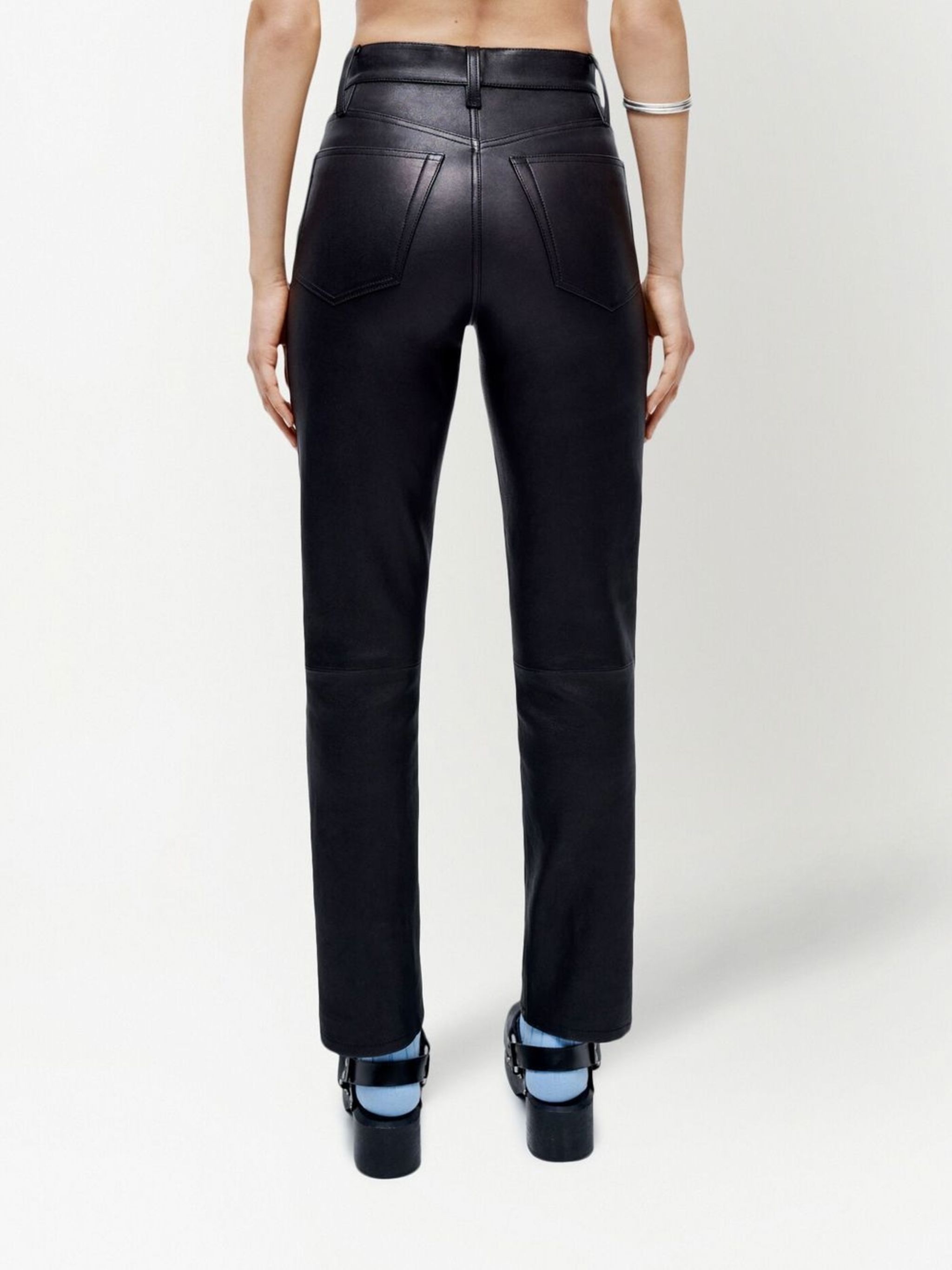 RE/DONE o1mle0524 Leather Trousers in Black Size 29" - 4 Thumbnail