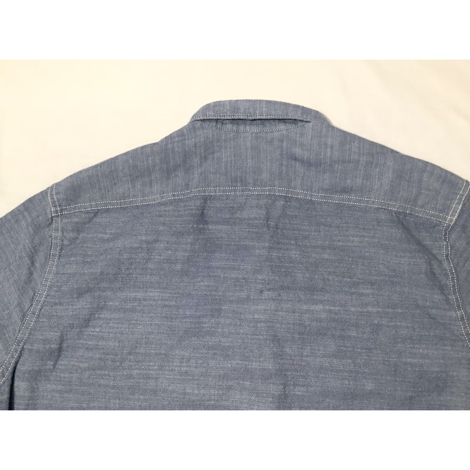 Vintage Woolrich Shirt Mens XL Blue Short Sleeve Button Front Chambray Cotton Size US XL / EU 56 / 4 - 6 Thumbnail