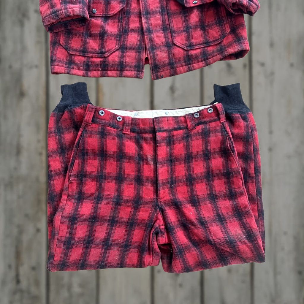 Vintage VINTAGE Woolrich MACKINAW Jacket Pant Suit Wool Buffalo Plaid Hunting Outfit Large Red Woolen Mills Mens Size 42R - 1 Thumbnail