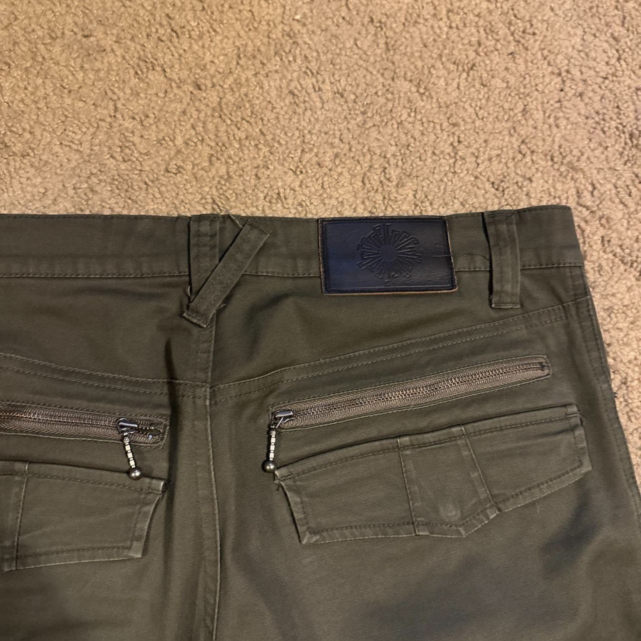 Tornado Mart Tornado Mart Green Biker Cargo Pants Size US 31 - 3 Thumbnail
