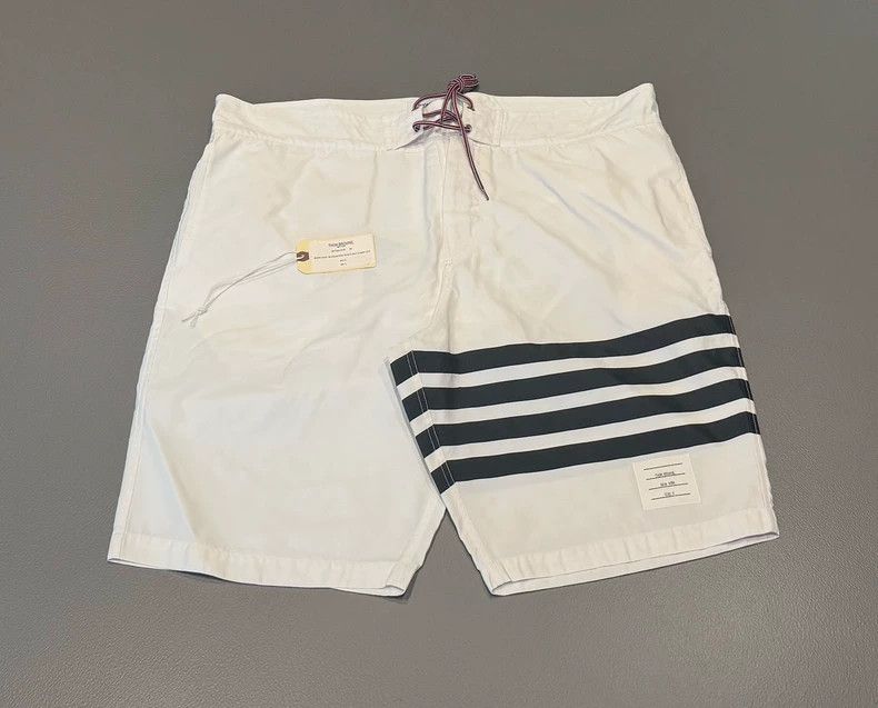Thom Browne Thom Browne Swim Shorts with Black Stripes-dmc Size US 26 / EU 42 - 1 Thumbnail