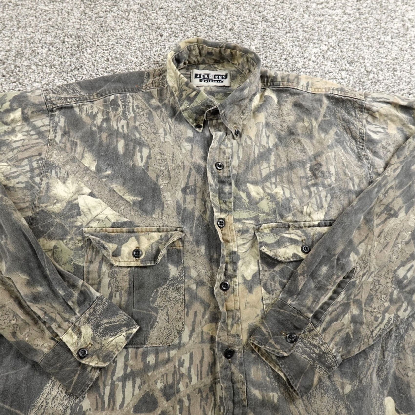 Jerzees VINTAGE Jerzees Shirt Mens M Camouflage Mossy Oak Brown Green Camo Button Up Hunting Outdoors Size US M / EU 48-50 / 2 - 3 Thumbnail