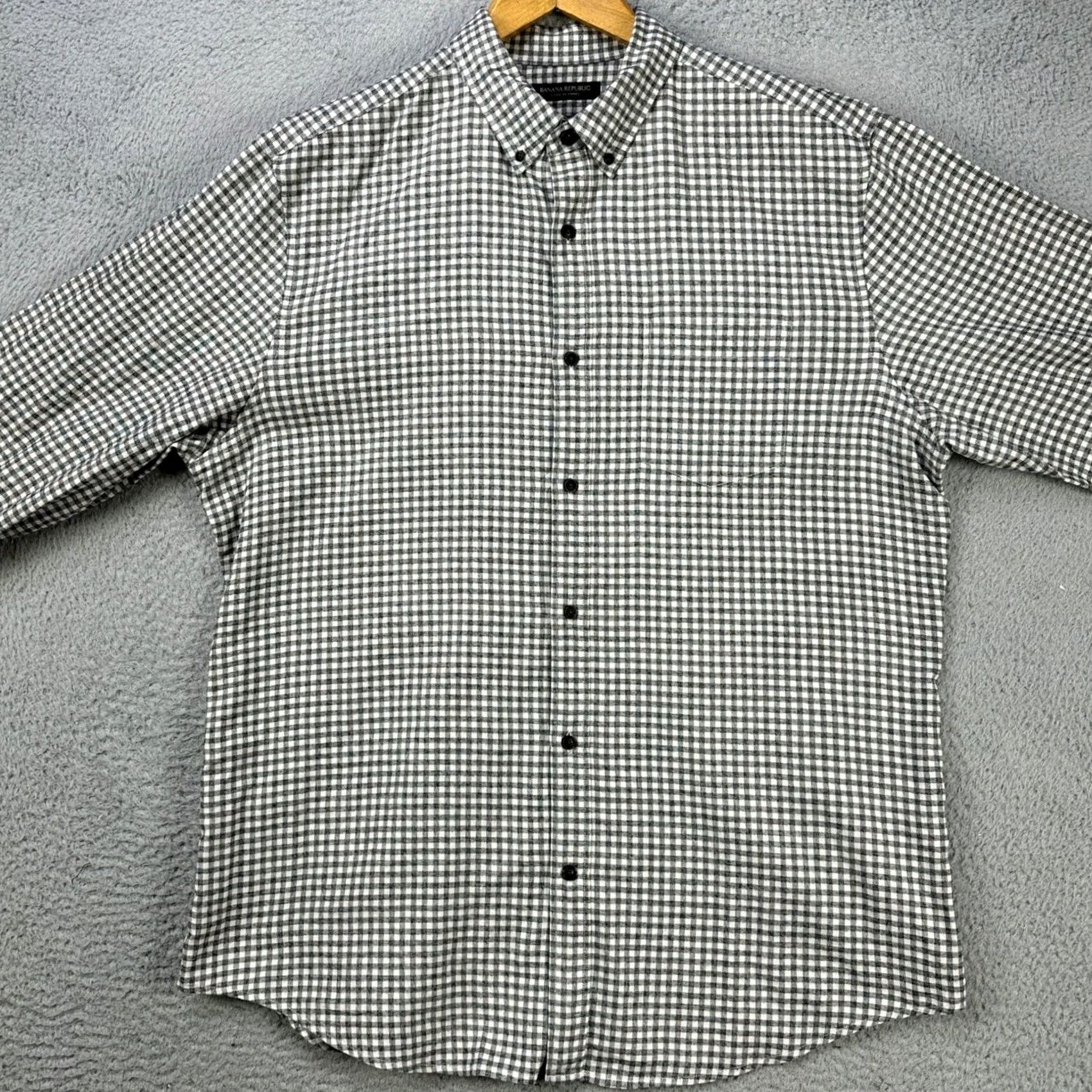 Banana Republic Banana Republic Luxe Flannel Shirt Mens XL Gray Gingham Button-Down Size US XL / EU 56 / 4 - 3 Thumbnail