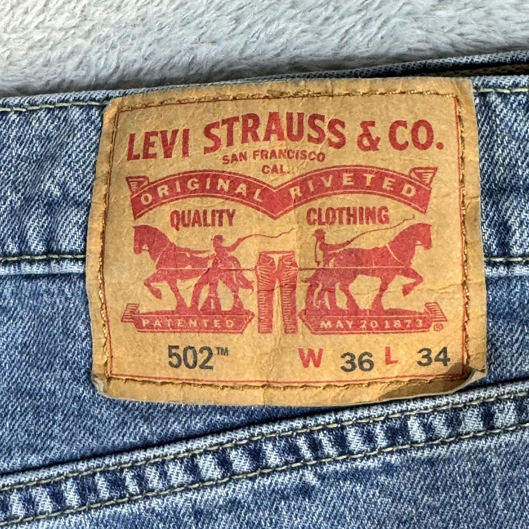 Levi's Levi's Jeans Mens 36x34 Blue Whiskered Taper Stretch Denim Pants 502 Regular Modern Size US 36 / EU 52 - 3 Thumbnail