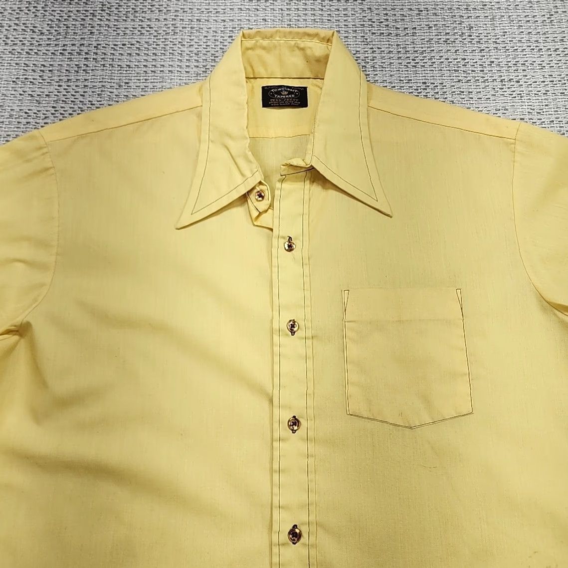 Penn VINTAGE TownCraft Penn Prest Shirt Mens XL 17.5 Long Sleeve Yellow 70s 80s Shirt Mens XL Yellow 70s 80s Size US XL / EU 56 / 4 - 4 Thumbnail