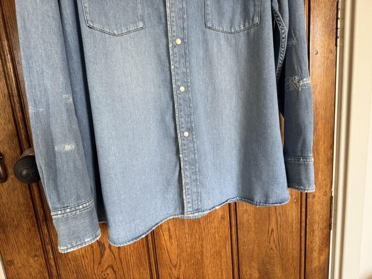 FW16 Saint Laurent distressed crash denim shirt Hedi Slimane