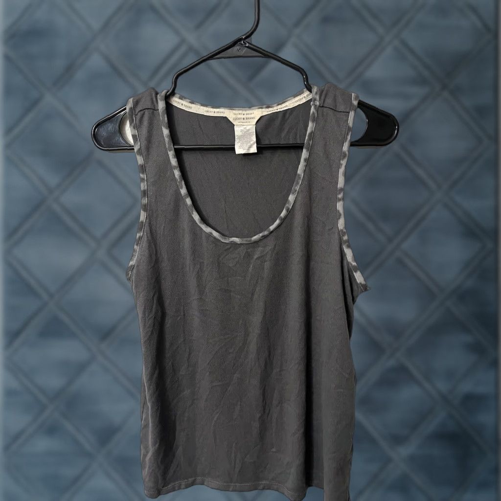 Lucky Brand VINTAGE Lucky Brand Sleepshirt Medium Gray Tank Tee Lounge Womens Stars Size M / US 6-8 / IT 42-44 - 1 Thumbnail