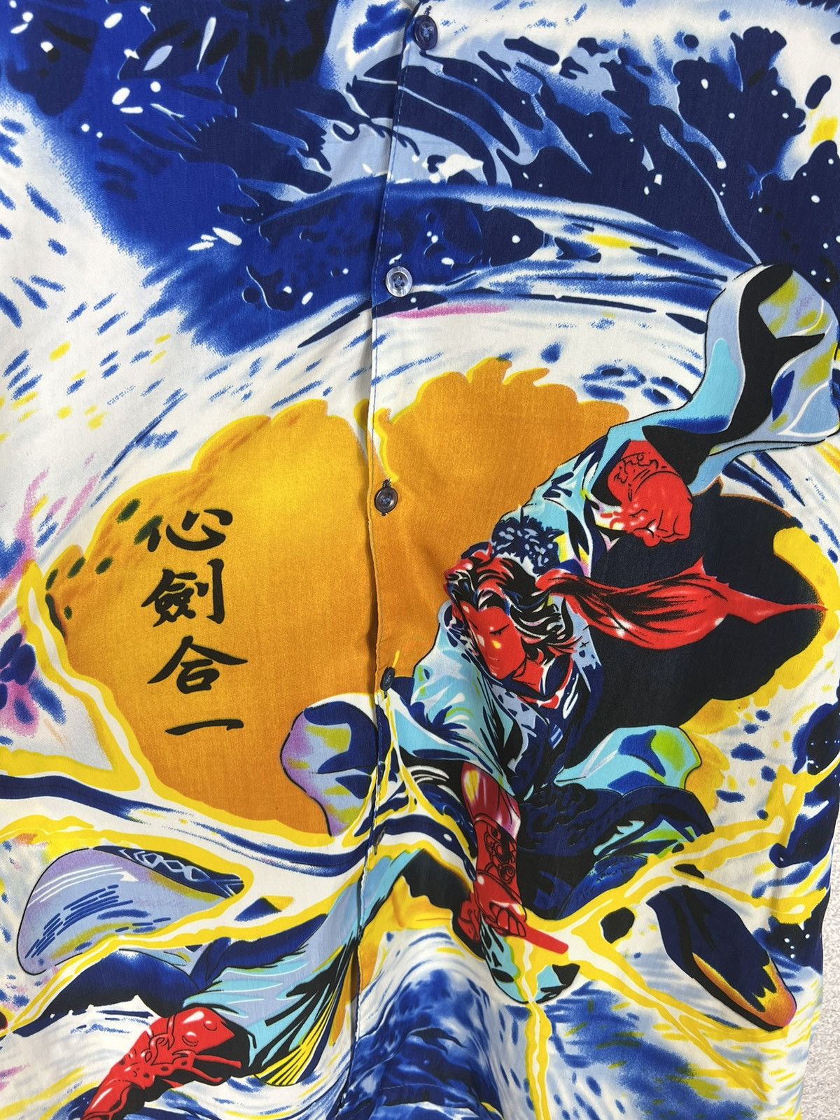 Japanese Brand Vintage Y2K Samurai Overprinted Hawaiian Crazy Shirt Size US XXL / EU 58 / 5 - 4 Thumbnail