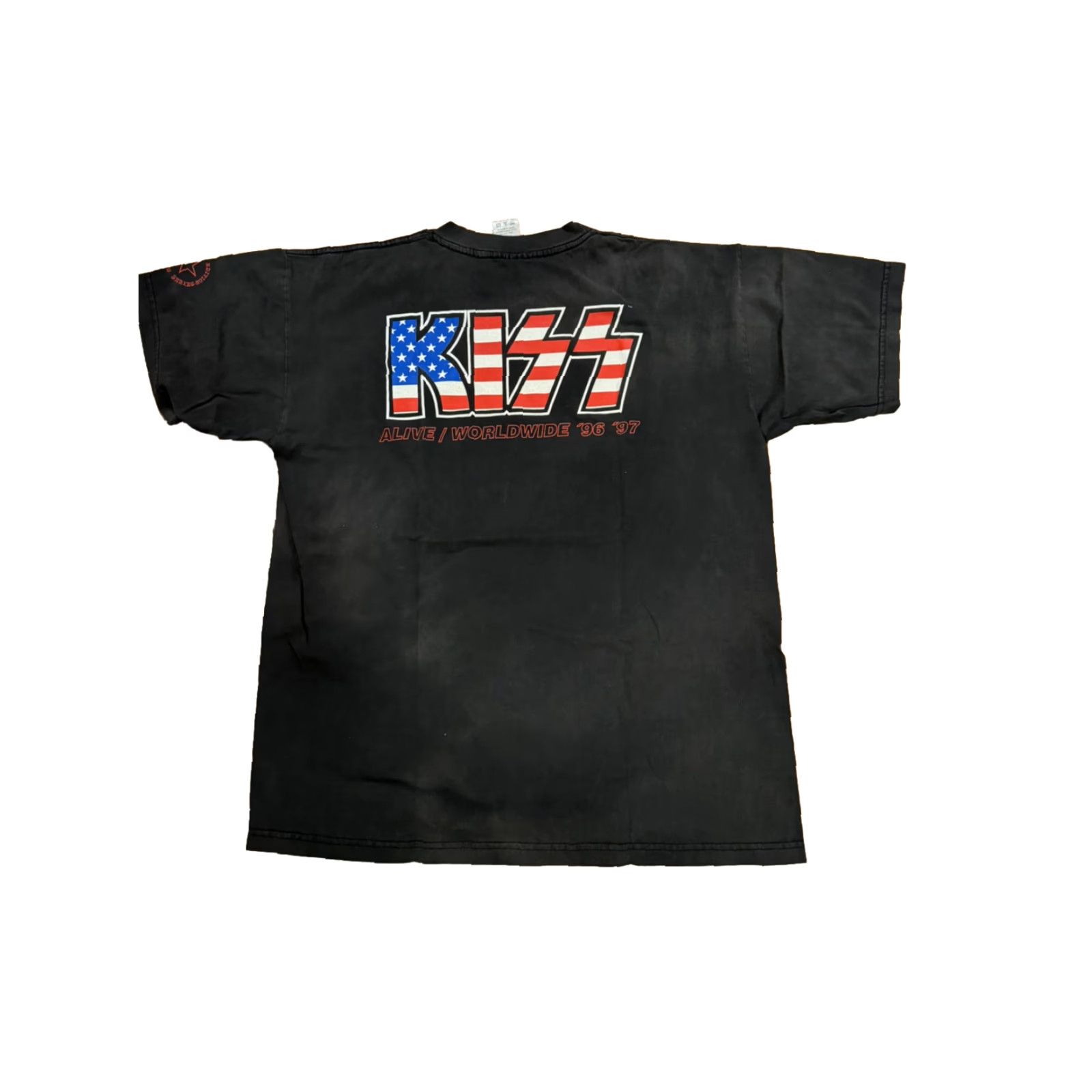 Vintage VINTAGE KISS T-SHIRT ALIVE WORLDWIDE LIMITED EDITION BLACK XL Cronies Men Short Sleeve Knit 100% Cotton Round Neck 1996 70s 80s 90s Band Rock Size US XL / EU 56 / 4 - 2 Thumbnail