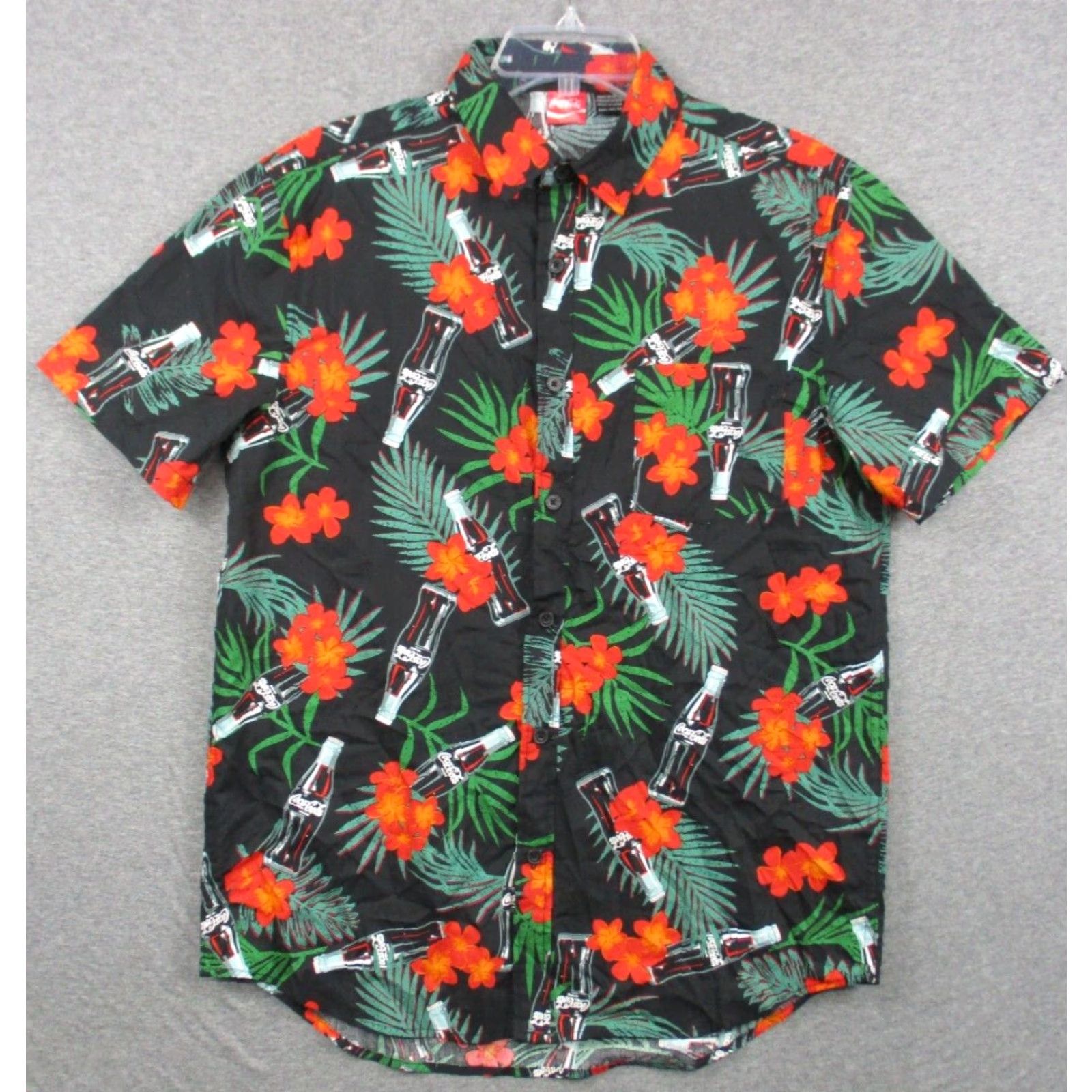 Vintage Coca-Cola Mens Hawaiian Shirt Medium Coke Bottles Floral One Pocket Button-Up Shirt Size US M / EU 48-50 / 2 - 2 Thumbnail
