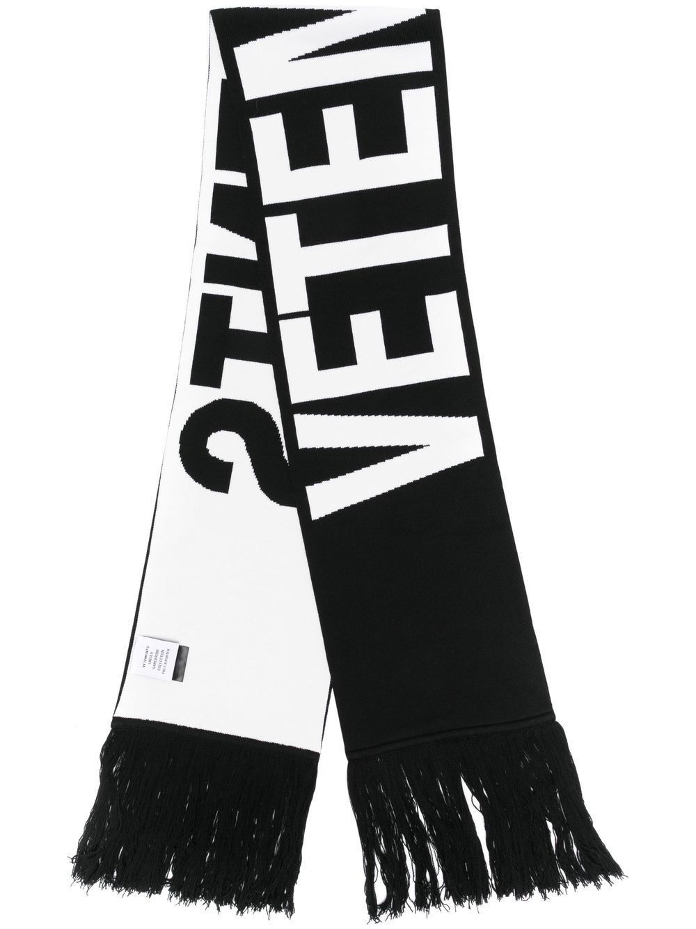 Vetements VETEMENTS logo-print fringed scarf "Black/White" Size ONE SIZE - 1 Thumbnail