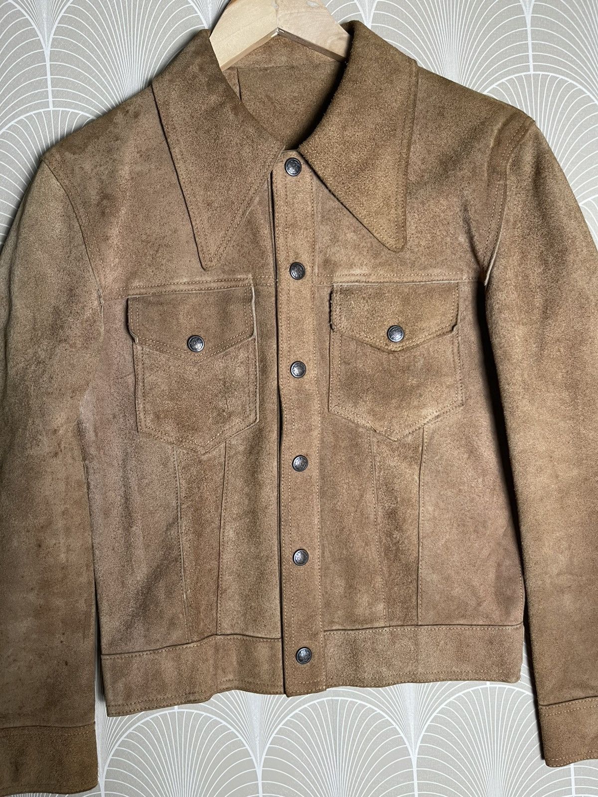 Genuine Leather × Homemade × Vintage 70s SUEDE RAWHIDE LEATHER BIKER JACKET Size US S / EU 44-46 / 1 - 5 Thumbnail