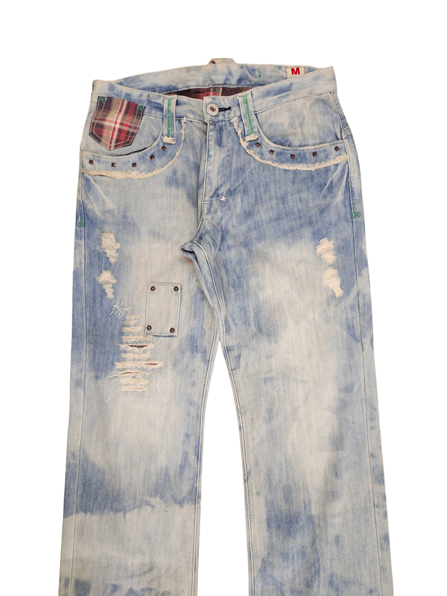 Kapital Loose Jeans Kissmark Distress Faded Patchwork Jeans Y2k Size US 32 / EU 48 - 3 Thumbnail