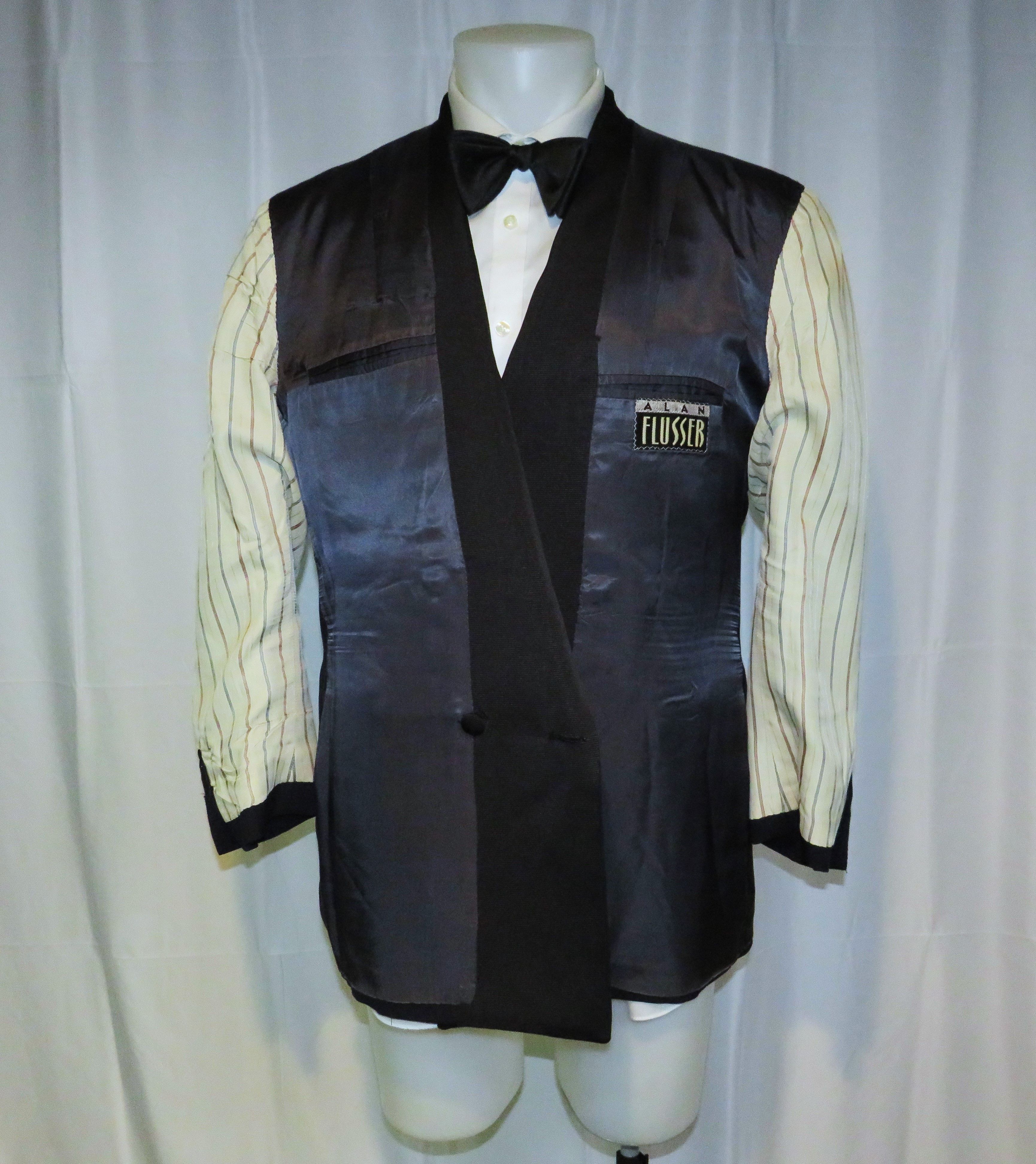 Alan Flusser Bespoke Navy Herringbone Shawl Collar One Button Tuxedo 40R Size 40R - 17 Thumbnail