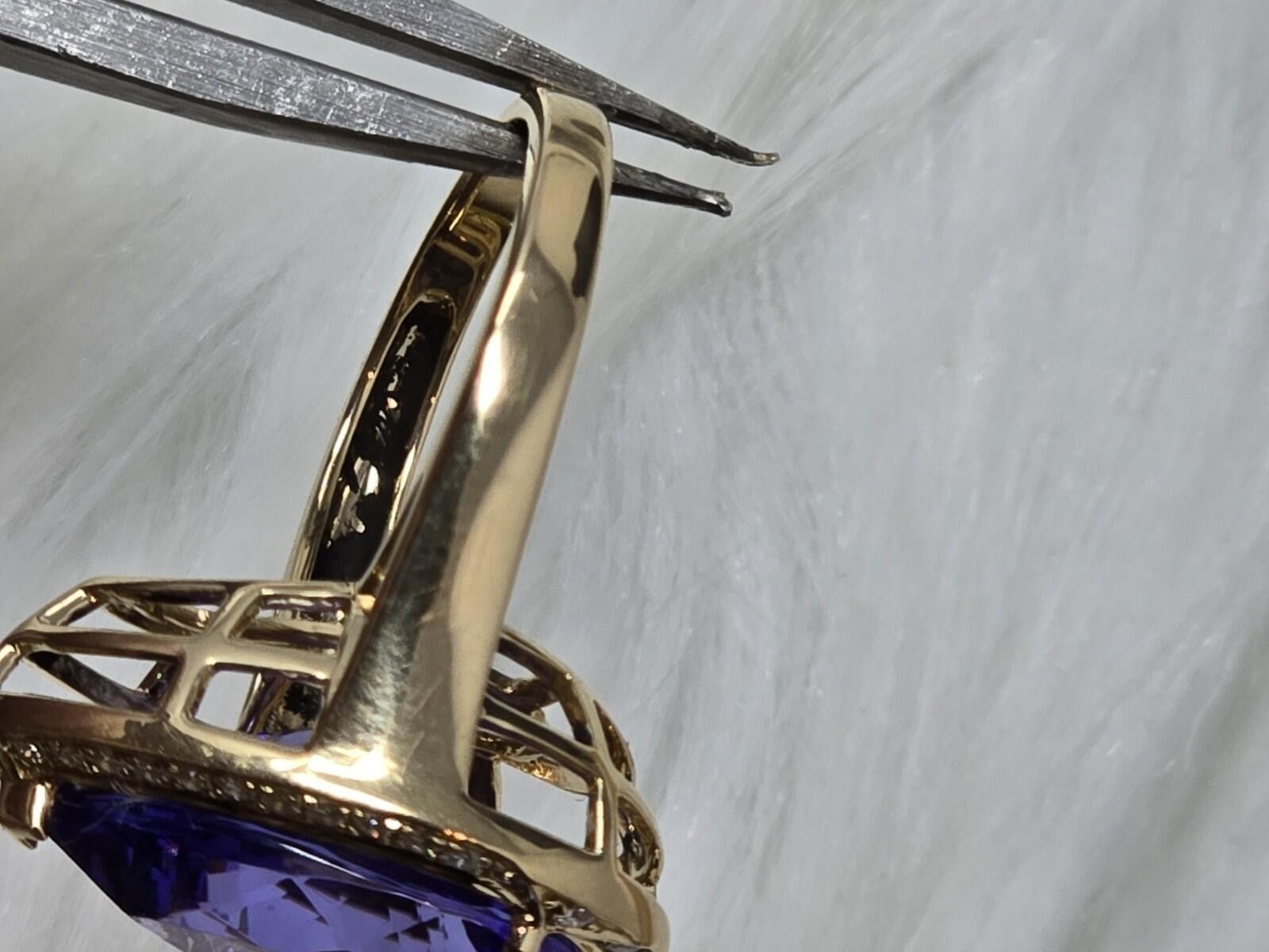 Other 18k Gold 11.36ct Vivid Pear Tanzanite Diamond Halo Ring Size ONE SIZE - 6 Thumbnail