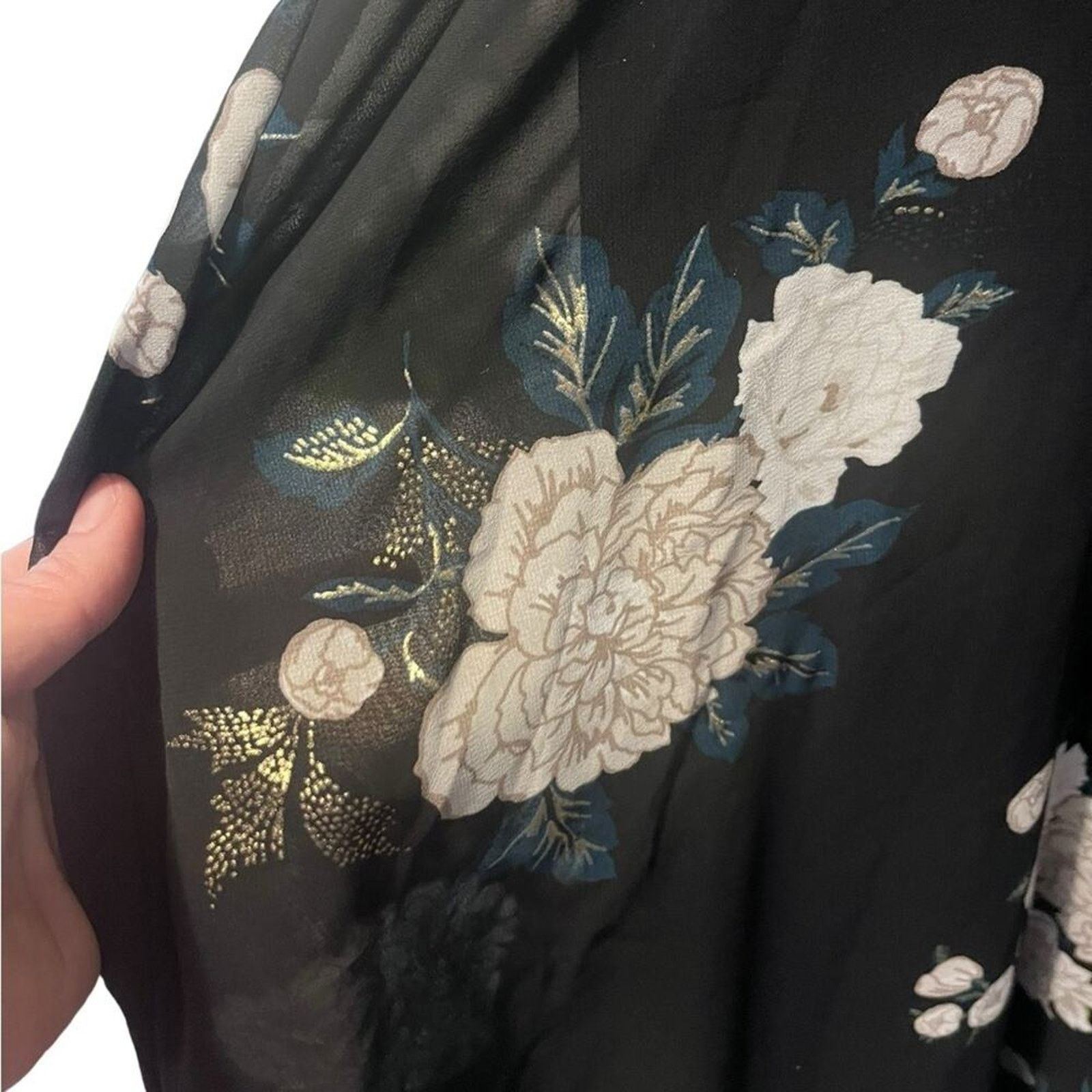 Torrid Torrid Black Floral Chiffon Sleeveless Skater Mini Dress Size XXL / US 16-18 / IT 52-54 - 6 Thumbnail