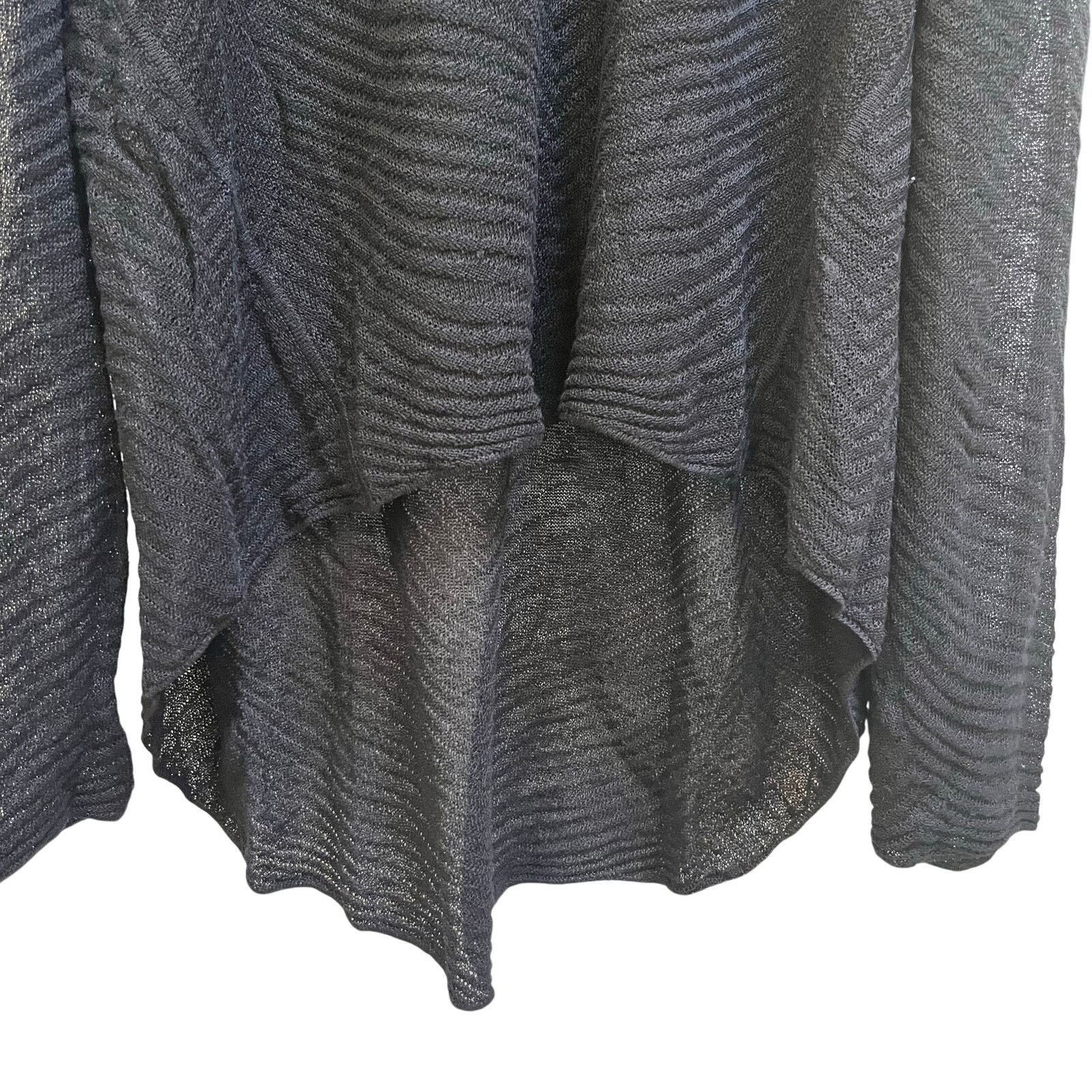 Eileen Fisher Eileen Fisher Black Hemp Sheer Knit High Low Sweater Size M / US 6-8 / IT 42-44 - 5 Thumbnail