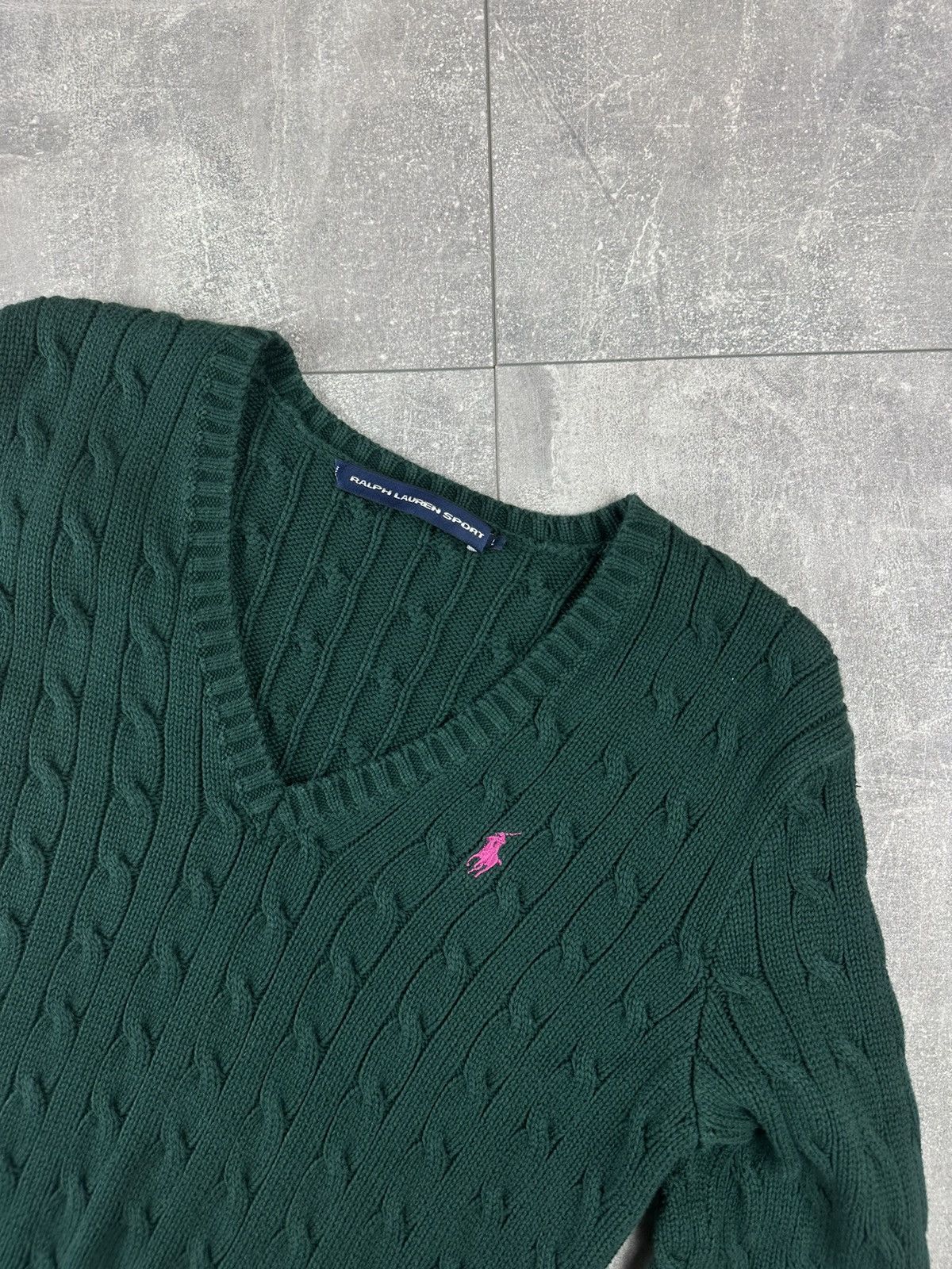 Polo Ralph Lauren Women’s Polo Ralph Lauren Sport V-Neck Cable-Knit Sweater Size L / US 10 / IT 46 - 4 Thumbnail