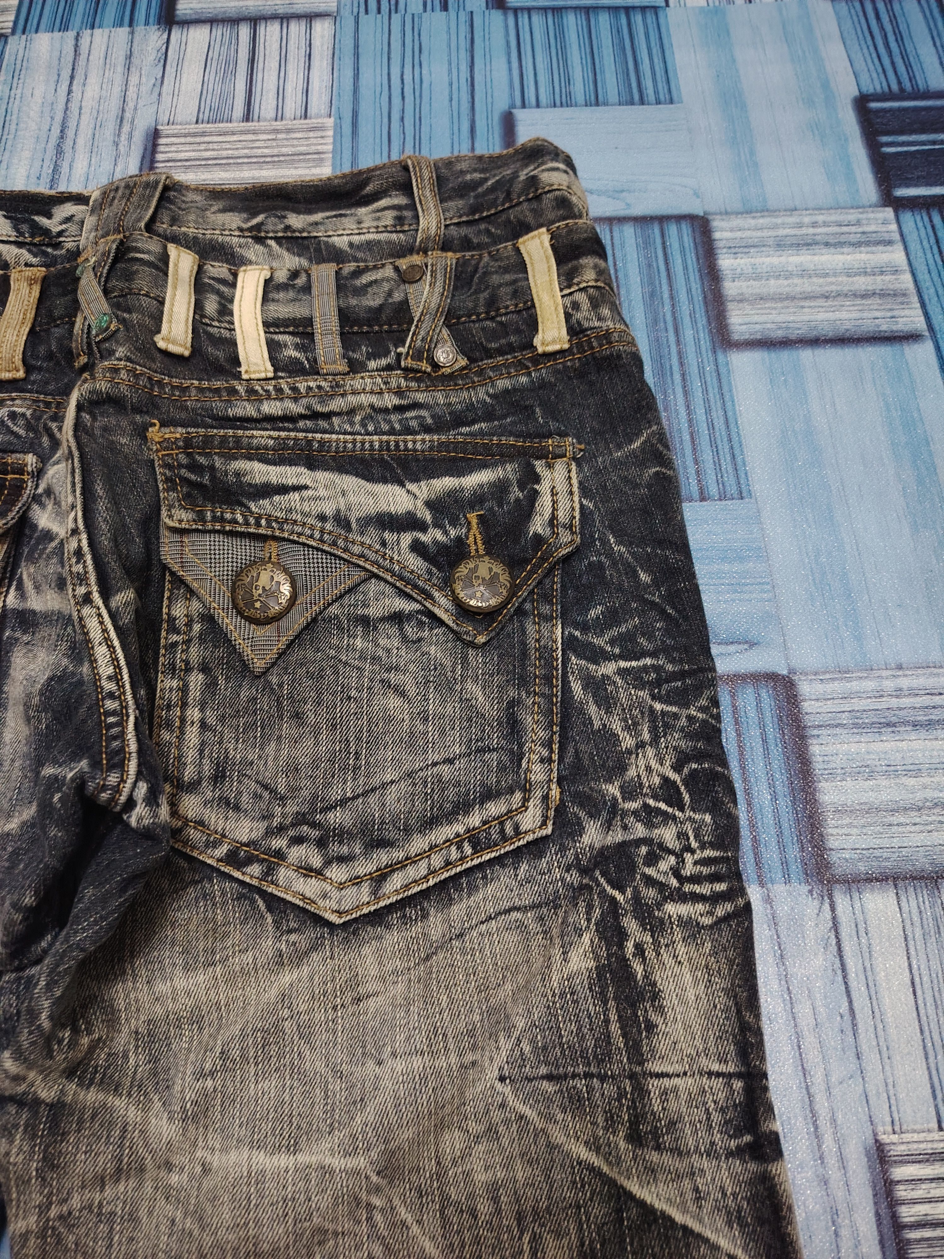 Who Decides War Japanese Blow By Blue Double Waist Flared Jeans Size US 31 - 18 Thumbnail