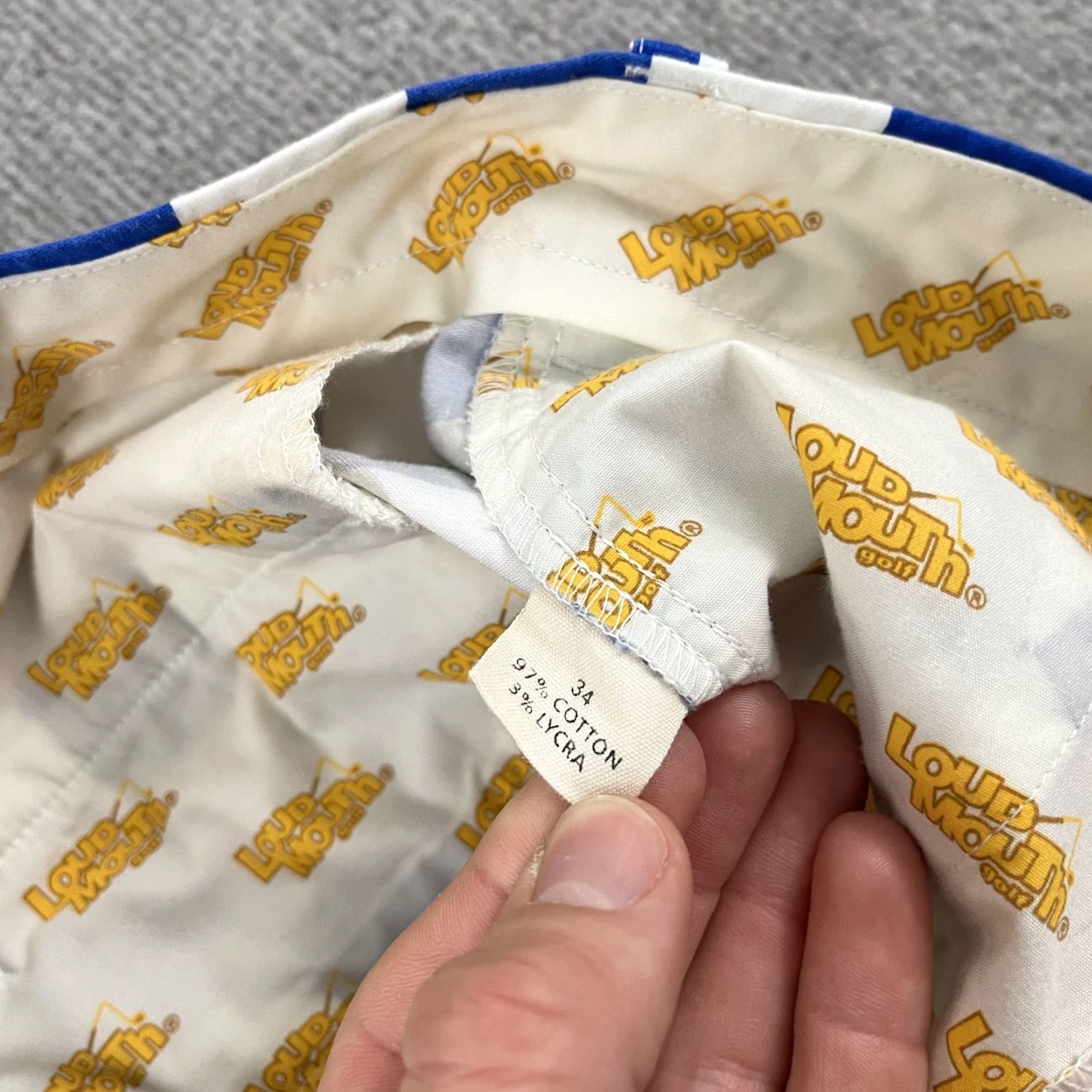 Vintage LOUDMOUTH Golf Chino Shorts Mens 33 Blue White Checkered Plaid Regular Fit Size US 33 - 2 Thumbnail