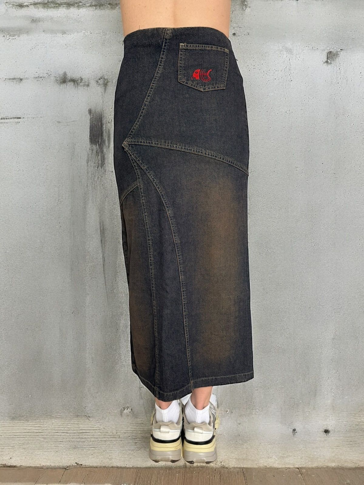 Hysteric Glamour × Japanese Brand × Vintage Amazing Y2K Vintage 2000’s Faded Asymmetric Denim Maxi Skirt Size 27" / US 4 / IT 40 - 3 Thumbnail