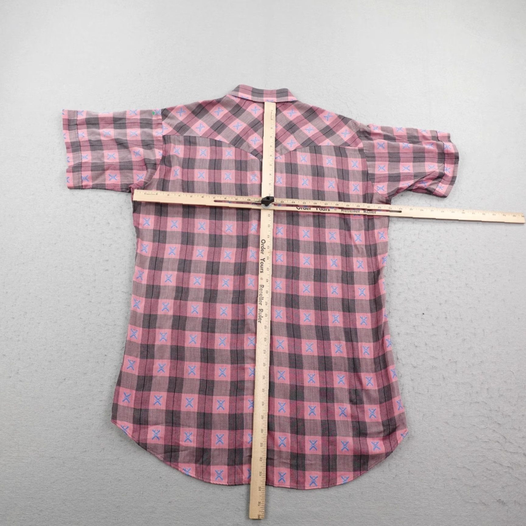 Vintage VINTAGE Ruddock Shirt Mens Large Pink Gray Plaid Western Pearl Snap Embroidered Size US L / EU 52-54 / 3 - 5 Thumbnail