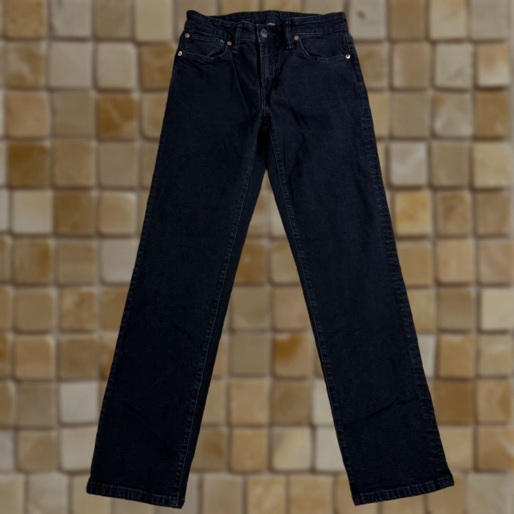 American Eagle Outfitters American Eagle Mens Slim Straight Jeans Black Denim 29x30 AirFlex Slimming 8-10 Rise Jeans Black Leather Patch? Size US 29 - 1 Thumbnail