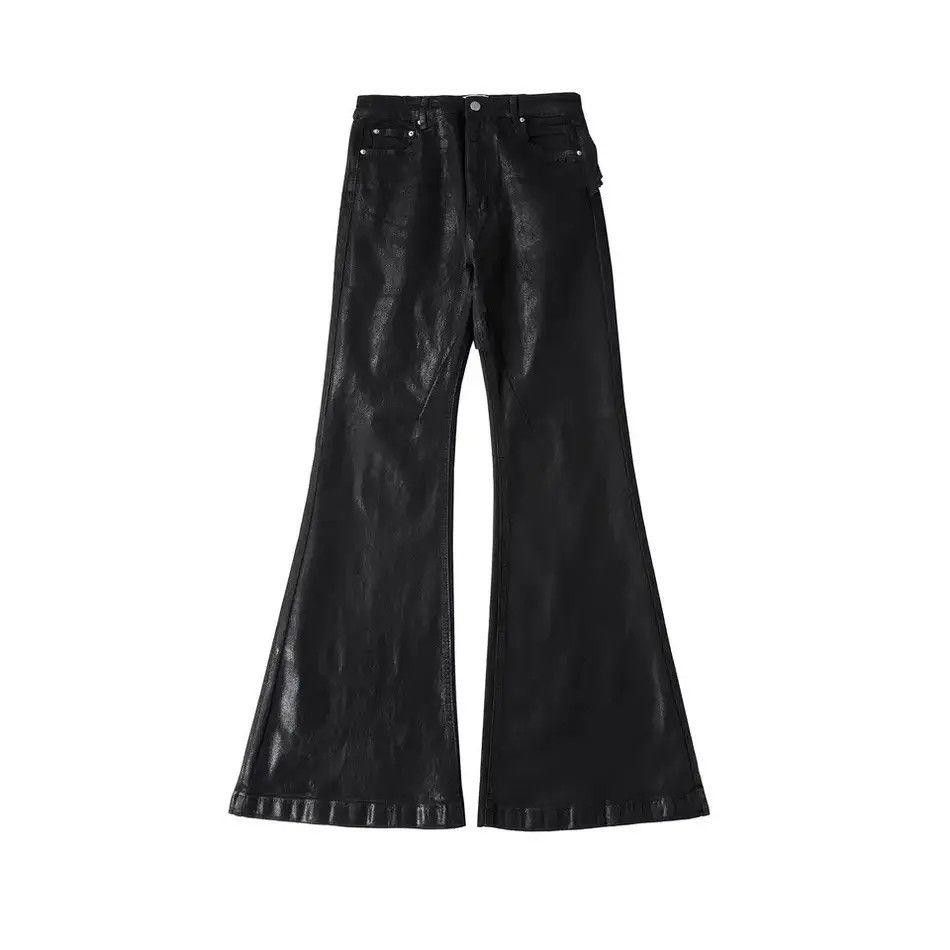 Japanese Brand Wax Leather Baggy Flare Pants Size US 34 / EU 50 - 6 Thumbnail